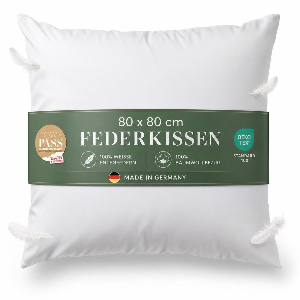 Perový vankúš „Tierwohl“ 80 x 80 cm, vankúš na hlavu, 100 % Obrázok produktu 