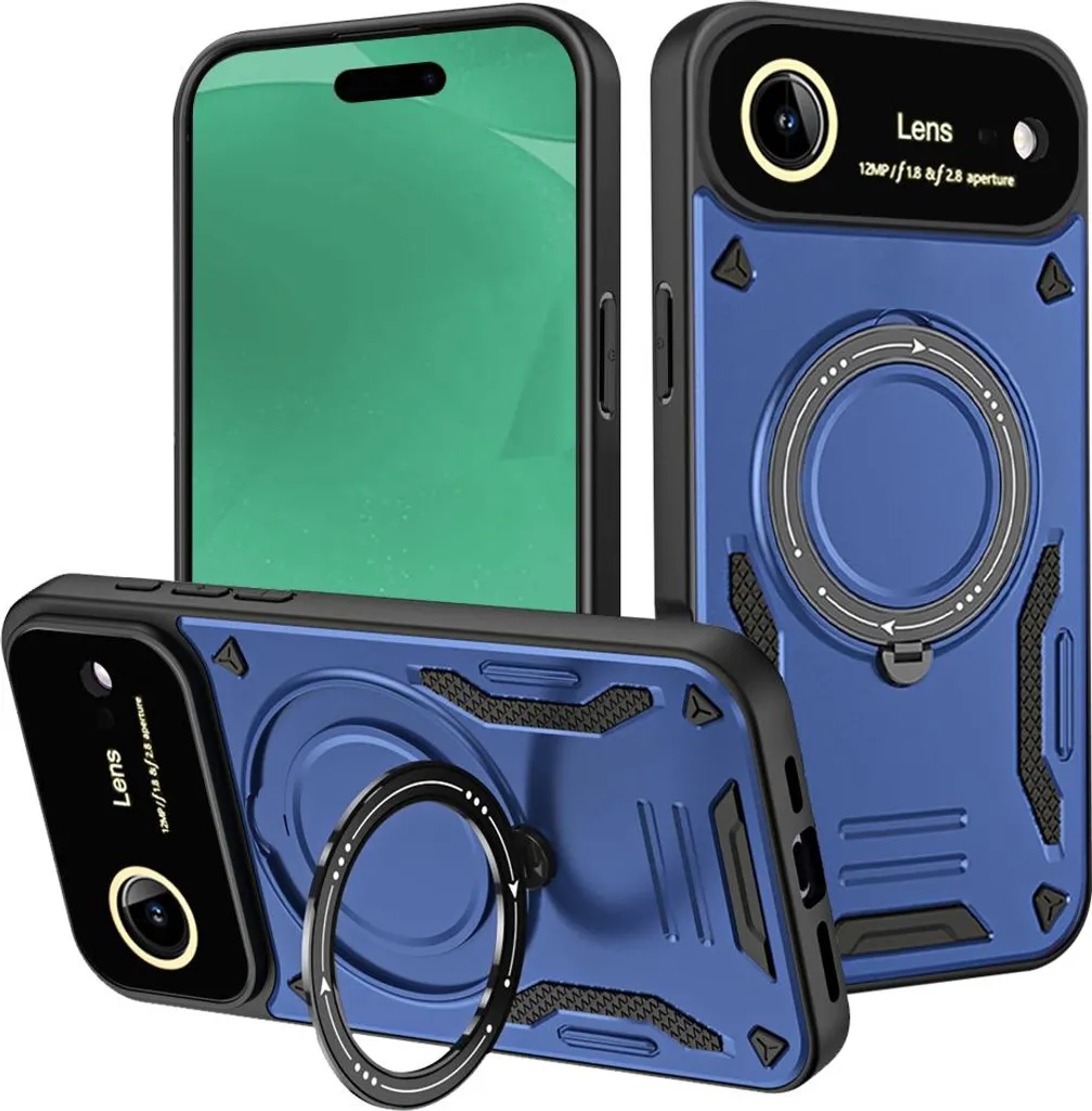 Custodia Antiurto iPhone Air MagSafe: Blu Dual-Layer con Ring Holder