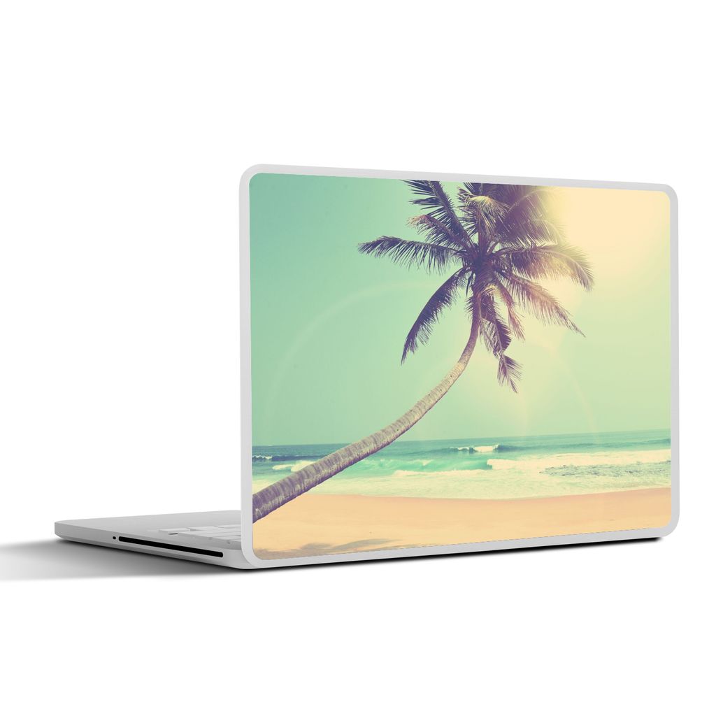 MuchoWow Laptop Aufkleber Sticker Cover Retro - Palme - Sonne - Sommer 36.5x27.5 cm - Laptop-Sticker