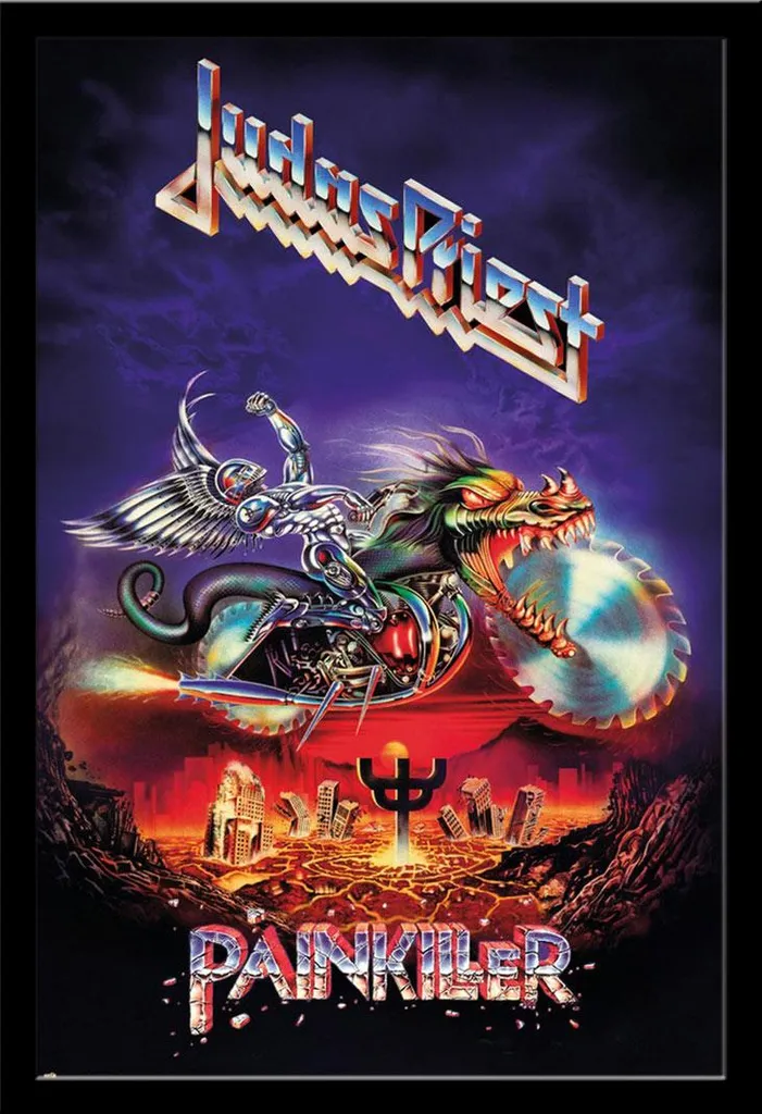 Poster Judas Priest Painkiller avec Cadre Shinsuke Maxi MDF Noir 61x91,5