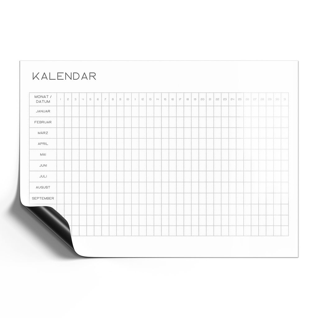 DEQORI Magnetmatte Universal 30x21 cm (A4) 'Kalendar 2 Weiß (DE)' Magnetfolie Kalender Planer