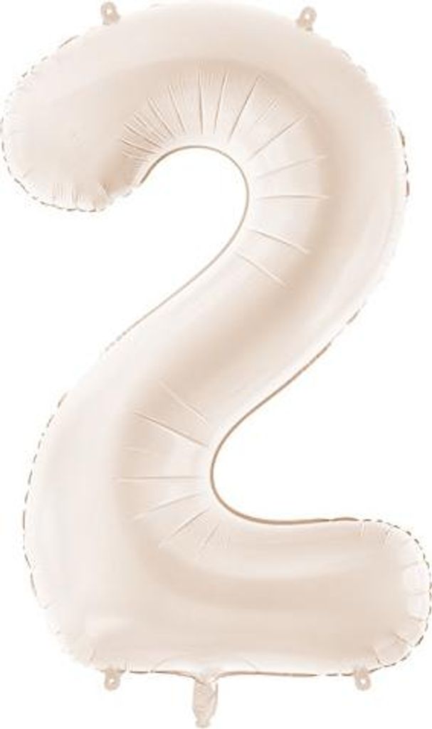 Folieballon, cijfer "2", 86 cm, lichtbeige Productafbeelding 