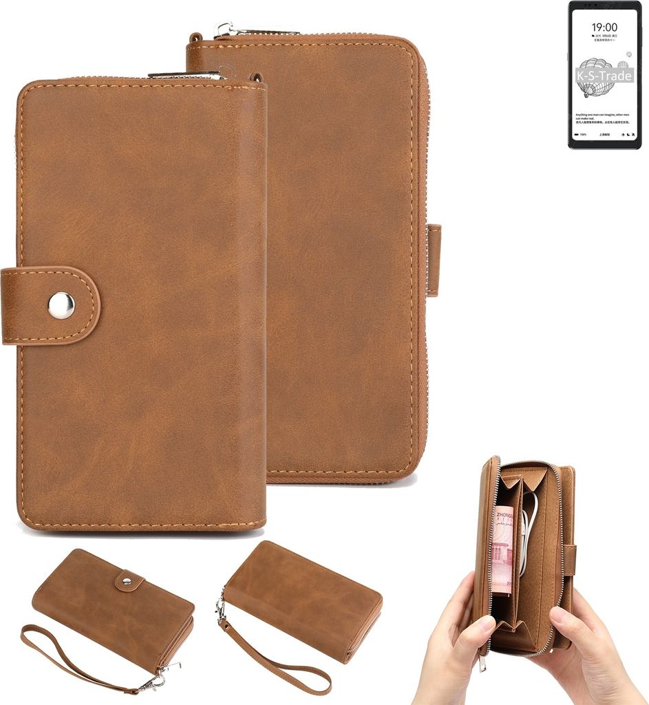 K-S-Trade Handyhülle Schutzhülle kompatibel mit HiSense A9 & Portemonnee Tasche Handytasche Case Etui Geldbörse Wallet braun (1x)