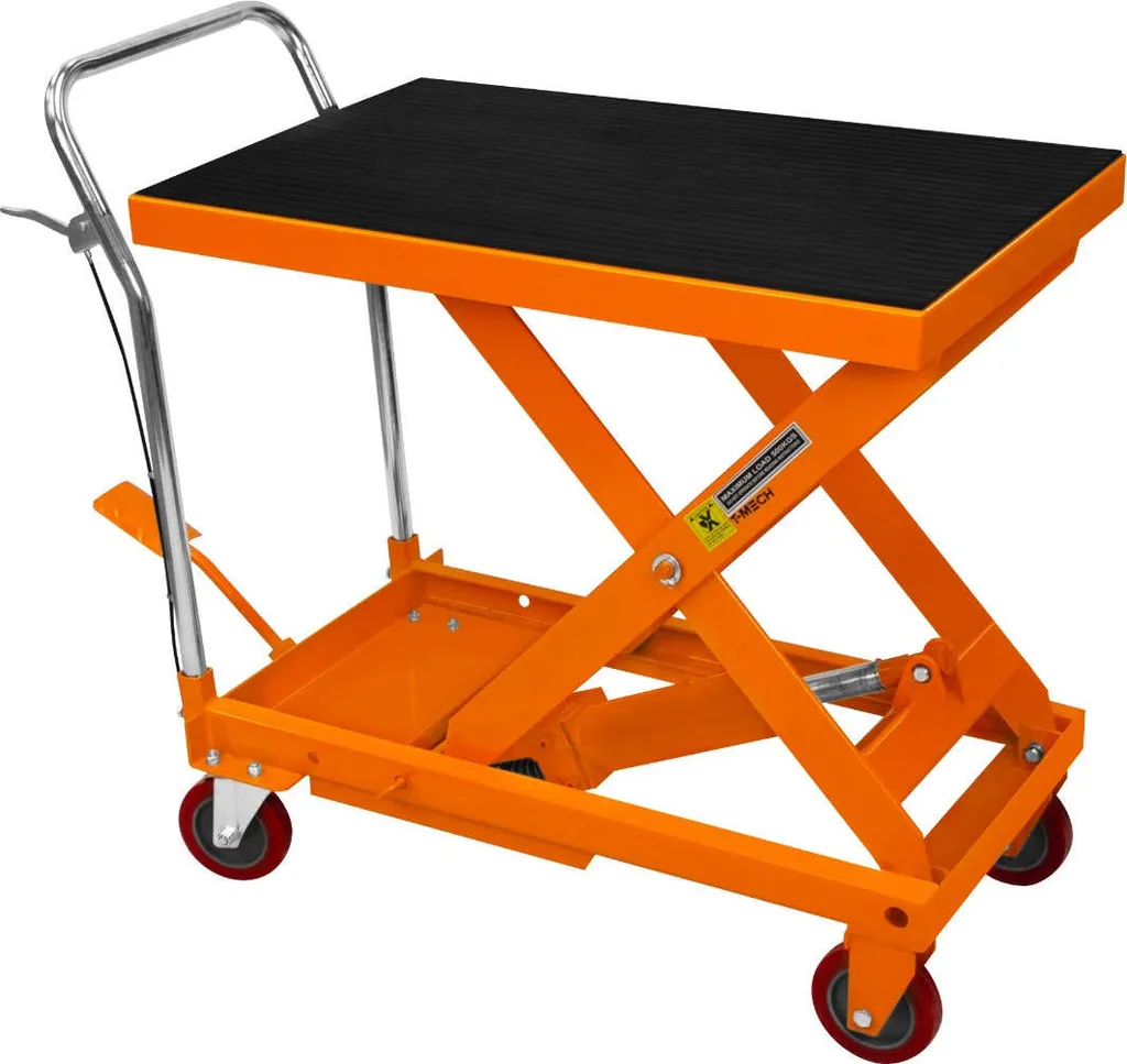Table élévatrice à ciseaux 500kg avec pompe hydraulique et roues