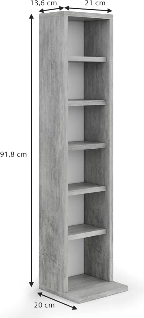 Meuble de rangement CD Vicco vertical étagère aspect béton