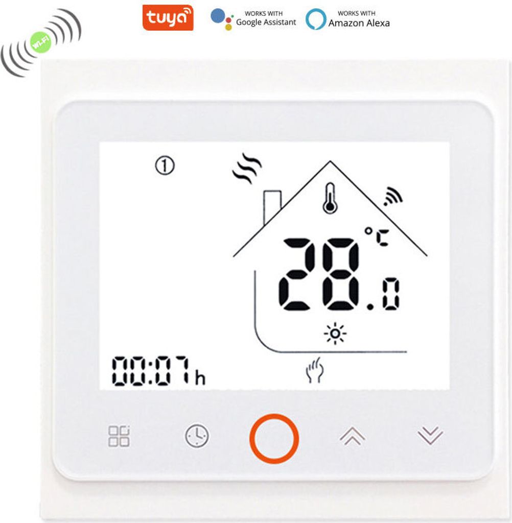 Digital LCD Tuya WiFi Raumthermostat, Programmierbares Thermostat 16A Fussbodenheizung Temperaturregler Wandthermostat Innenthermometer BHT-002GBLW-W