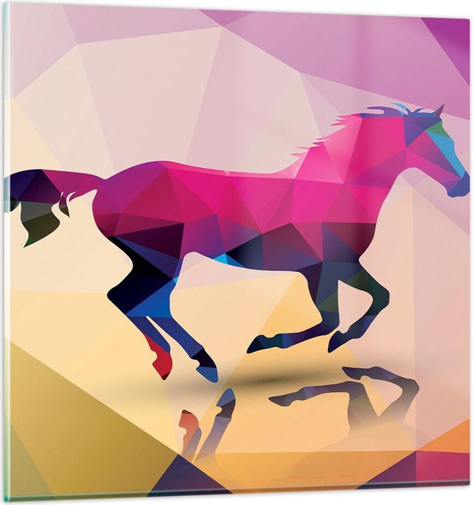 Bilder auf glas - Pferd Tiere Geometrie Diamant - 60x60cm - Glasbilder - Wandbilder - Kunstdruck - zum Aufhängen bereit - Wanddekoration aus Glas ...