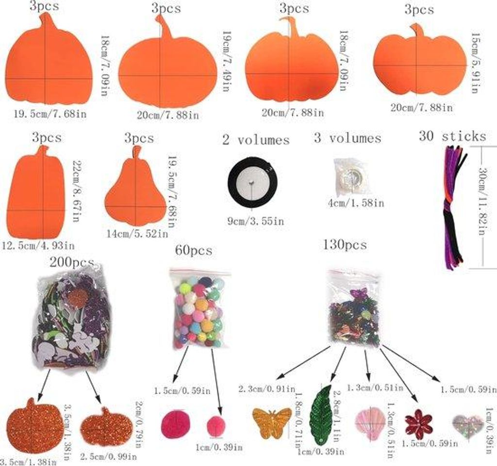 Kunststoff-Halloween-Pompoen-Sticker-Set für Kinder
