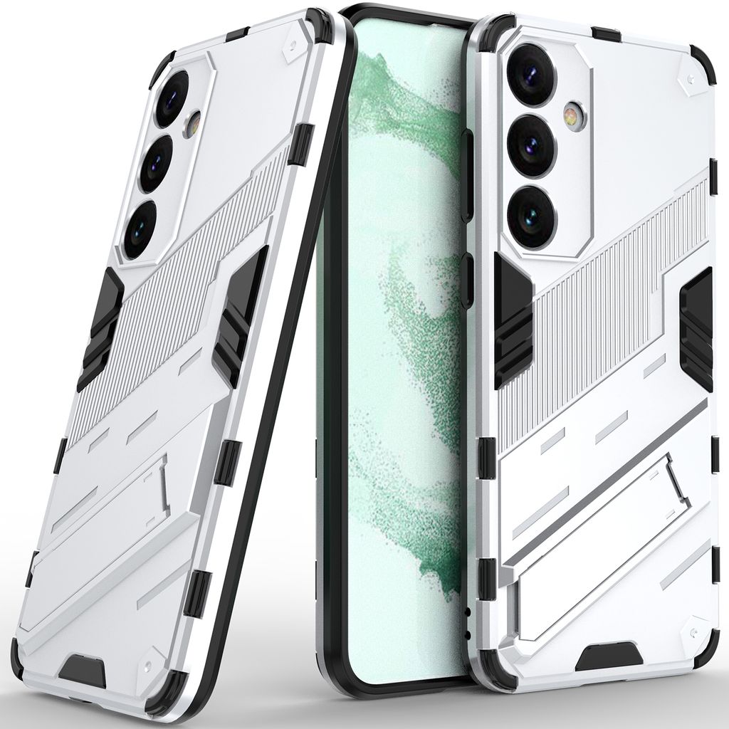 Armor Hülle für Samsung Galaxy S24, Hybrid PC TPU Bumper Stoßfestes Schutzhülle mit Standfunktion Orange