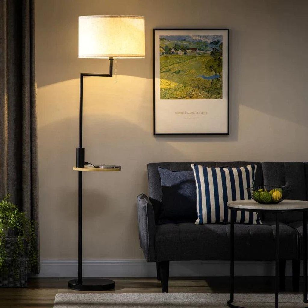 Stojací lampa s odkládací plochou a USB portem | Barva: Obrázek produktu 