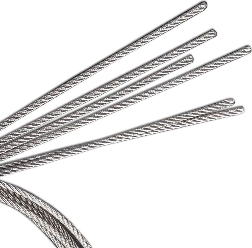 Silbernes Stahlseil mit 1,5 mm Durchmesser und 5 m Länge