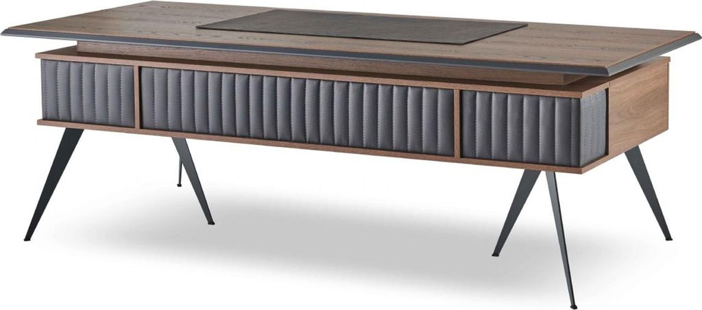 Arbeitszimmer-Set 2tlg Bürotisch Kommode Braun Grau Zweifarbig Modern