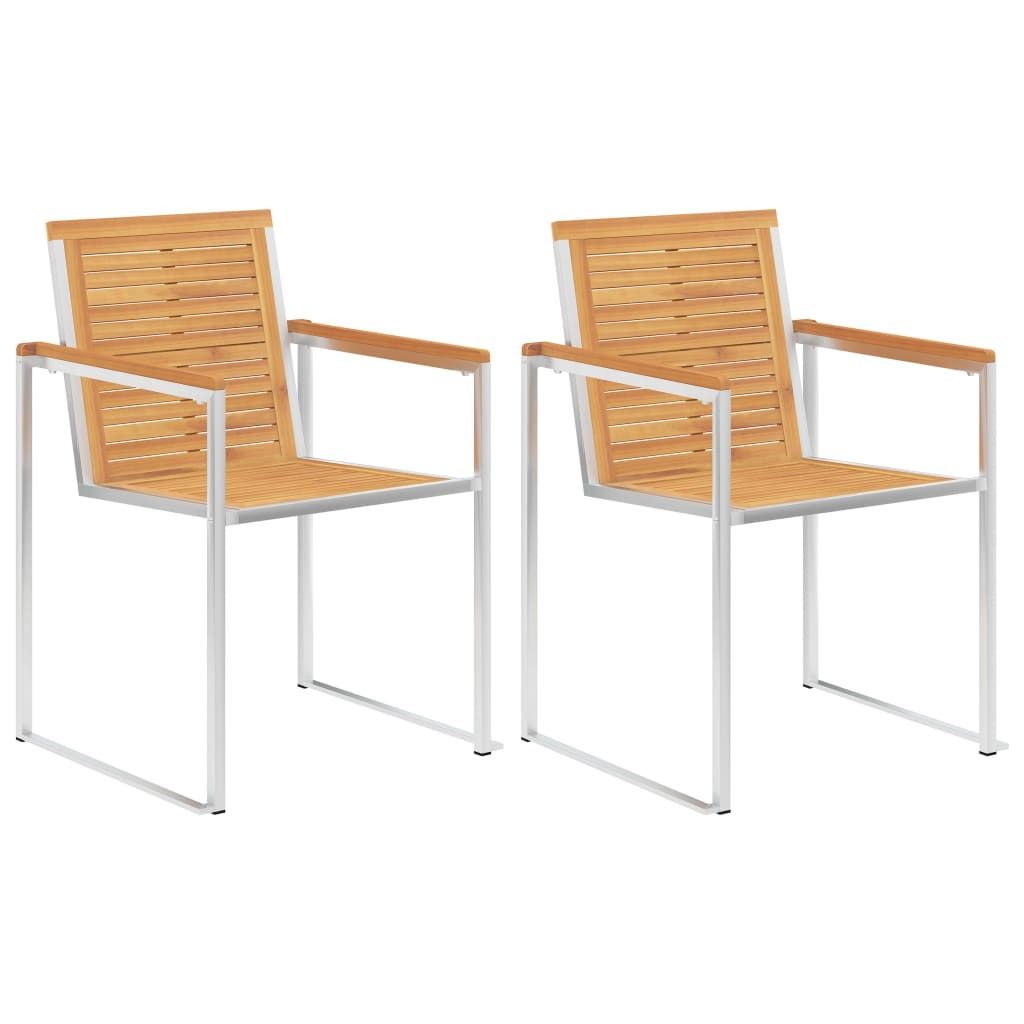 "2026 Aktion"Stuhl Terrasse - Gartenstühle mit Kissen 2er set - Balkonmöbel - Campingstuhl elegantes Design - Massivholz Teak und Stahl - 60x56x8...