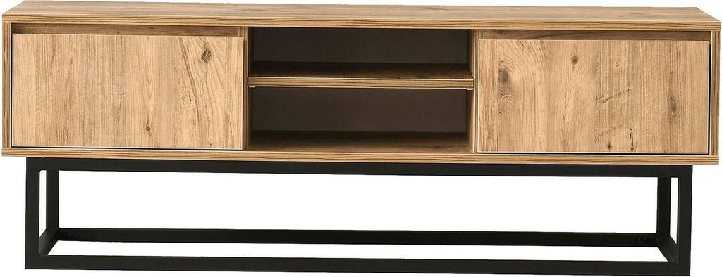 Fernsehschrank Dpirol, Ständer für Wohnzimmerfernseher, Niedriges Wohnzimmer-Sideboard, TV-Ständerbasis, 180x40h50 cm, Schwarz und Eiche