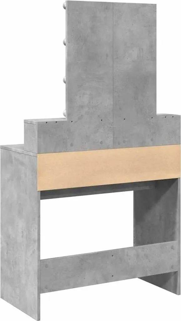 Coiffeuse LED Gris Béton 80x41 cm : Solution Rangement et Maquillage