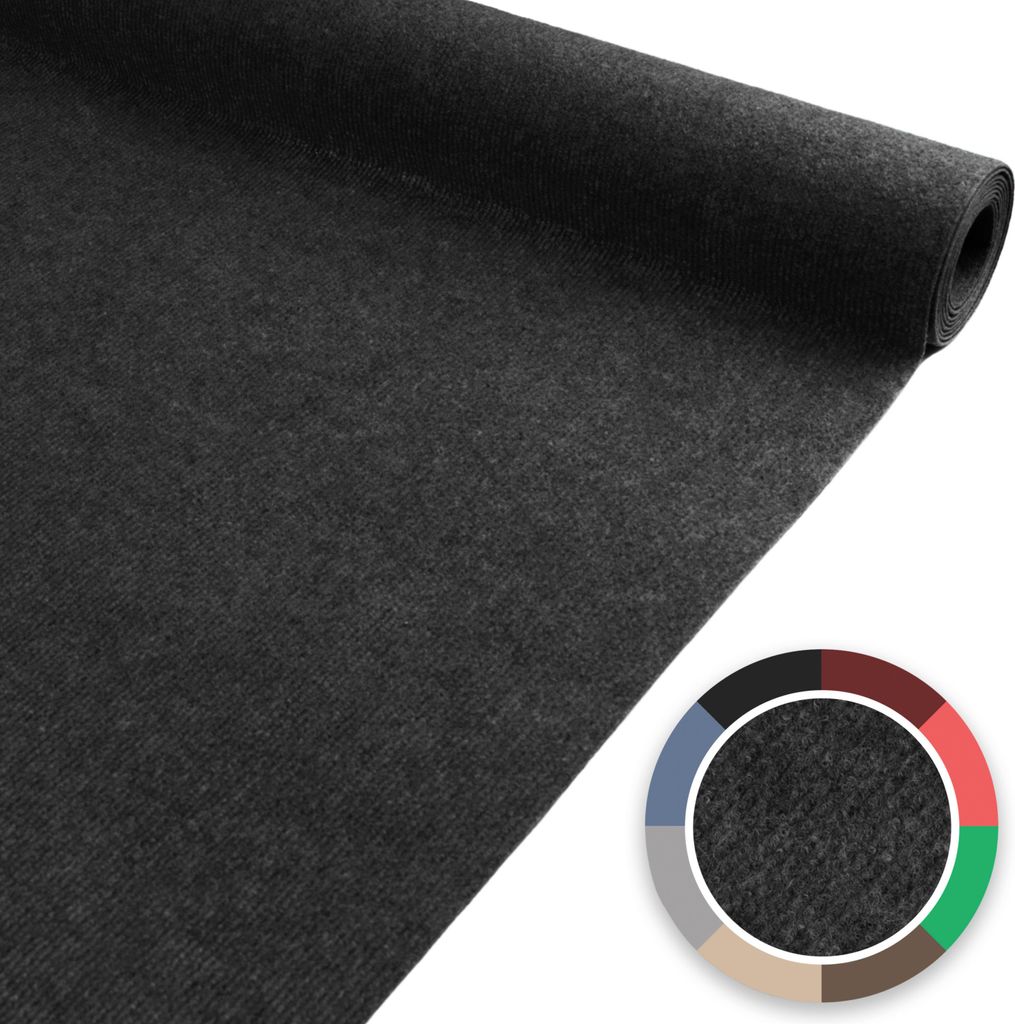 Primaflor Eventteppich Rips MALTA - Anthrazit - 2,00m x 4,00m - Meterware - Viele Farben - Schwer Entflammbarer Messeteppich, Rutschfester Hochzeic...