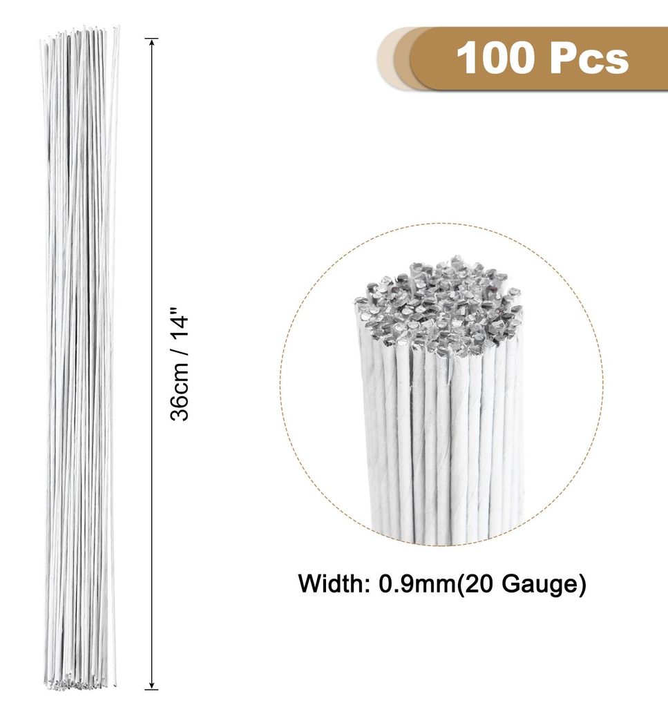 100 Stš¹ck Wei?e Blumendrahtstiele Biegsamer 0,9 mm 20 Gauge Floristen Draht fš¹r kš¹nstliche Blumenherstellung Handwerk Kr?nze Zubeh?r