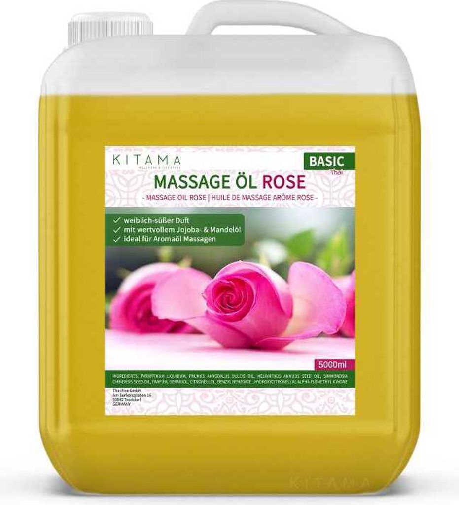 Kitama Aroma Massageöl Rose 5-Liter 5L I Pflegendes Produktbild 
