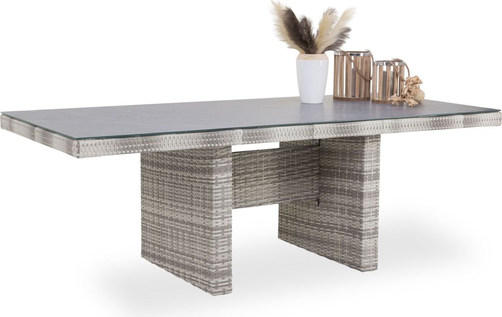 Gartentisch SANSIBAR Wyk LBH 100x212x74 cm grau Outdoortisch Balkontisch