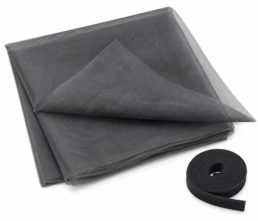Fliegengitter Fenster 100 x 100 cm Anthrazit mit Klettband