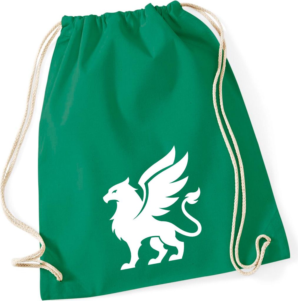 Huuraa Turnbeutel Greif Silhouette 12 Liter Kelly Green Baumwolle Rucksack Geschenkidee