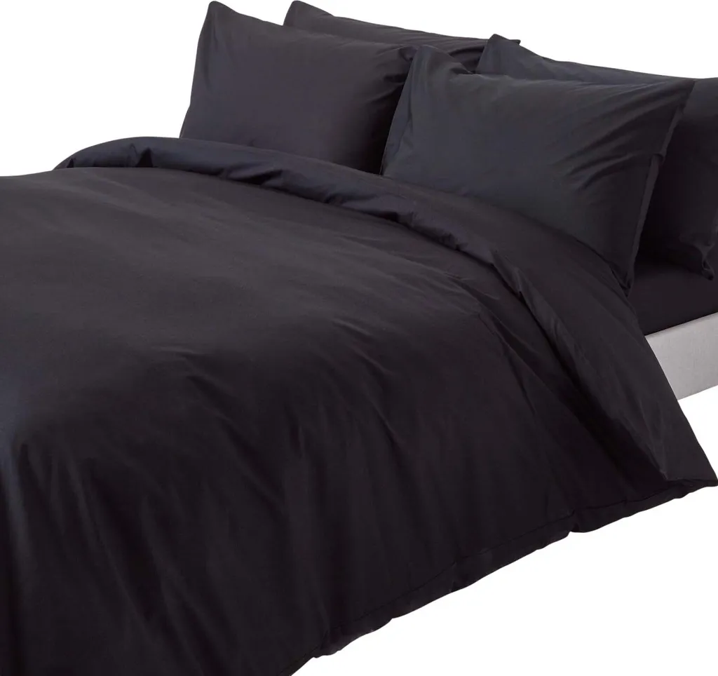 Housse de couette noire 260x220 cm anti-bouloche en coton 200 fils