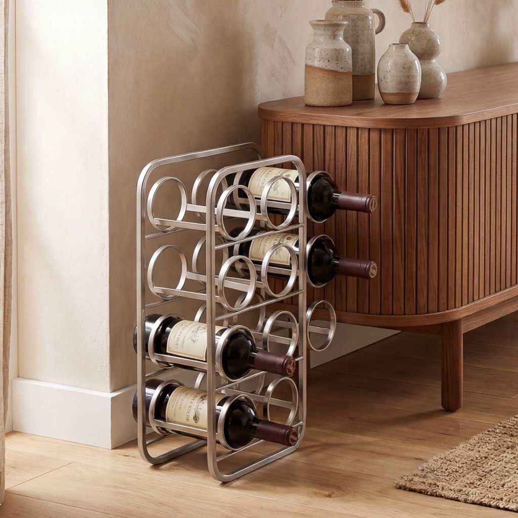 FineBuy, scaffale per vino da 47 cm, argento, design Immagine del prodotto 