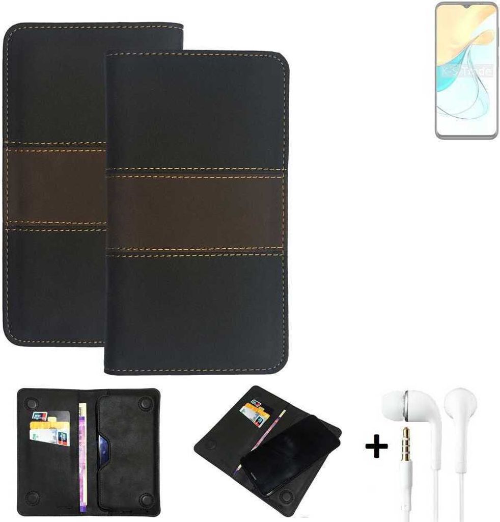 K-S-Trade Handyhülle + Kopfhörer kompatibel mit ZTE Blade V50s Schutzhülle Walletcase Bookstyle Tasche Schutz Case Hülle Wallet Cover Kunstleder