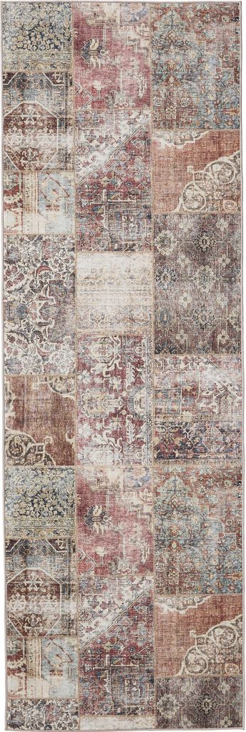 Interiyou Waschbarer Teppich Gent Multicolor/Braun 80x240 cm