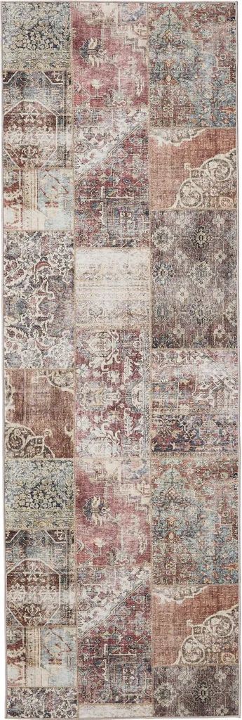 Tapis Gent lavable 80x240 cm avec envers antidérapant Brun et Mix