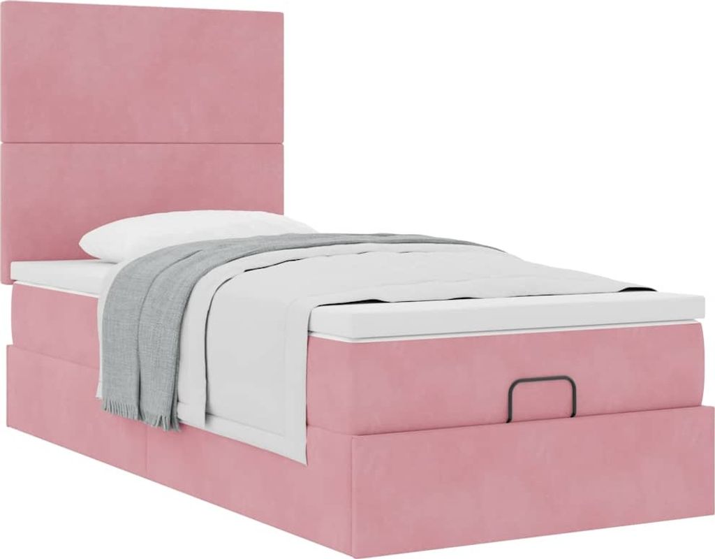"Winteraktion" Ottoman-Bett mit Matratzen Rosa 100x200 cm Samt - Klassische Betten CC12179