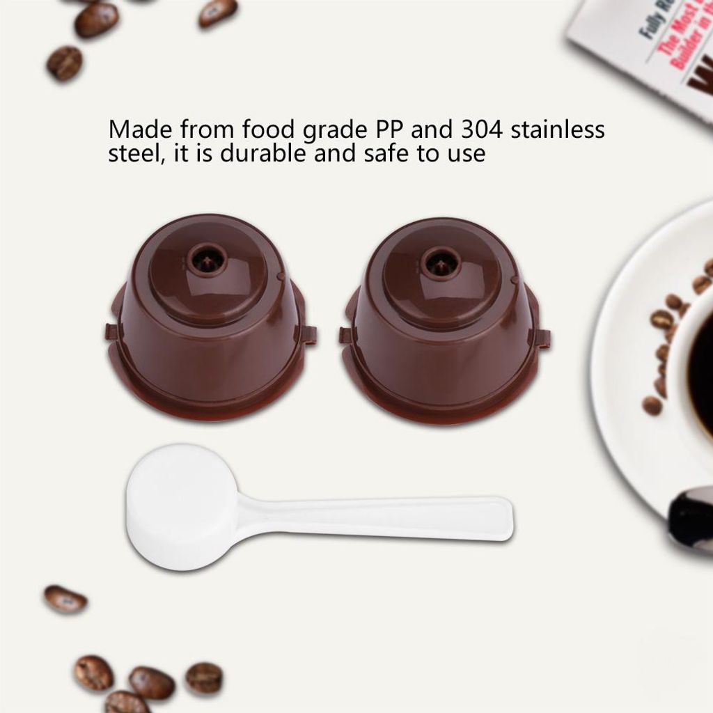 2 Stück lebensmittelechte, wiederverwendbare und nachfüllbare Kaffeekapselfilter aus PP 304 Edelstahl (braun)