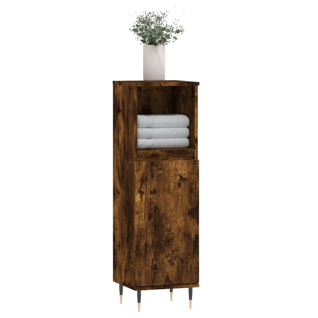 Mobile Bagno Rovere Fumé 30x30x100 cm | Colonna Salvaspazio Legno - 3