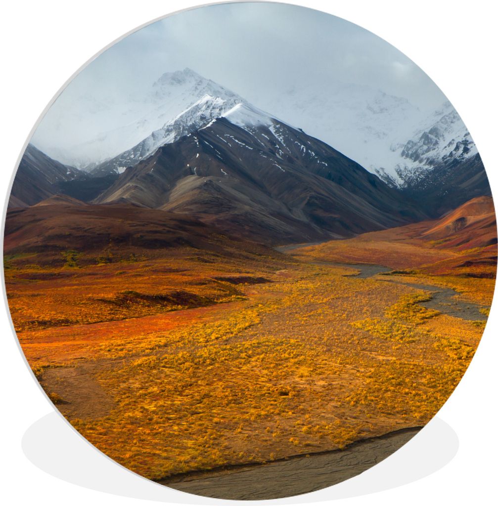 MuchoWow Rundes Wandbild - Runde Bilder Tundra im Herbst Ø 90 cm Kreis Wanddekoration Kunststoff - Wandkreis - Wandschmuck - Wand-Kreis - Wohnzi...