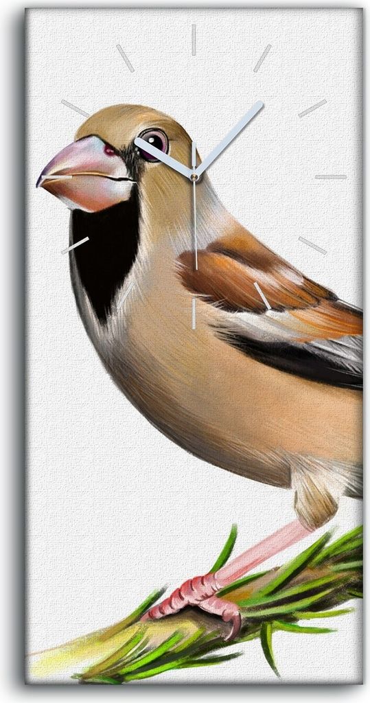 Wandbild Leinwand Bilder Wanduhr 30x60 Gemälde Abstrakter Zweig Tier Vogel Kunst - weiße Hände