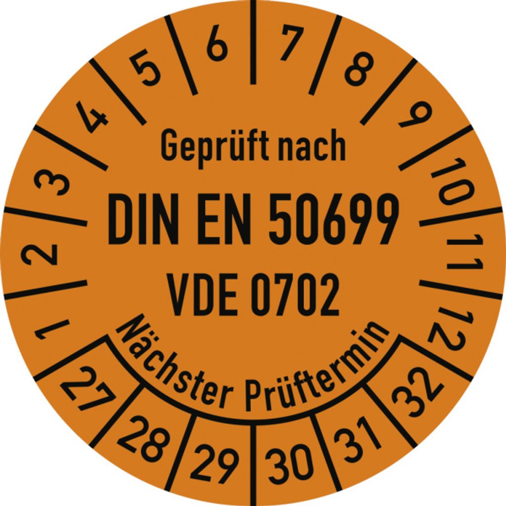 Dreifke Prüfplakette DIN EN 50699 Nächster P., 2027-2032, Dokumentenf., Ø30m...