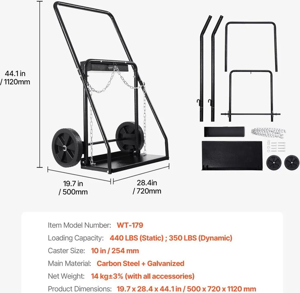 Chariot porte-bouteilles oxyacétylénique pour poste de soudage mobile