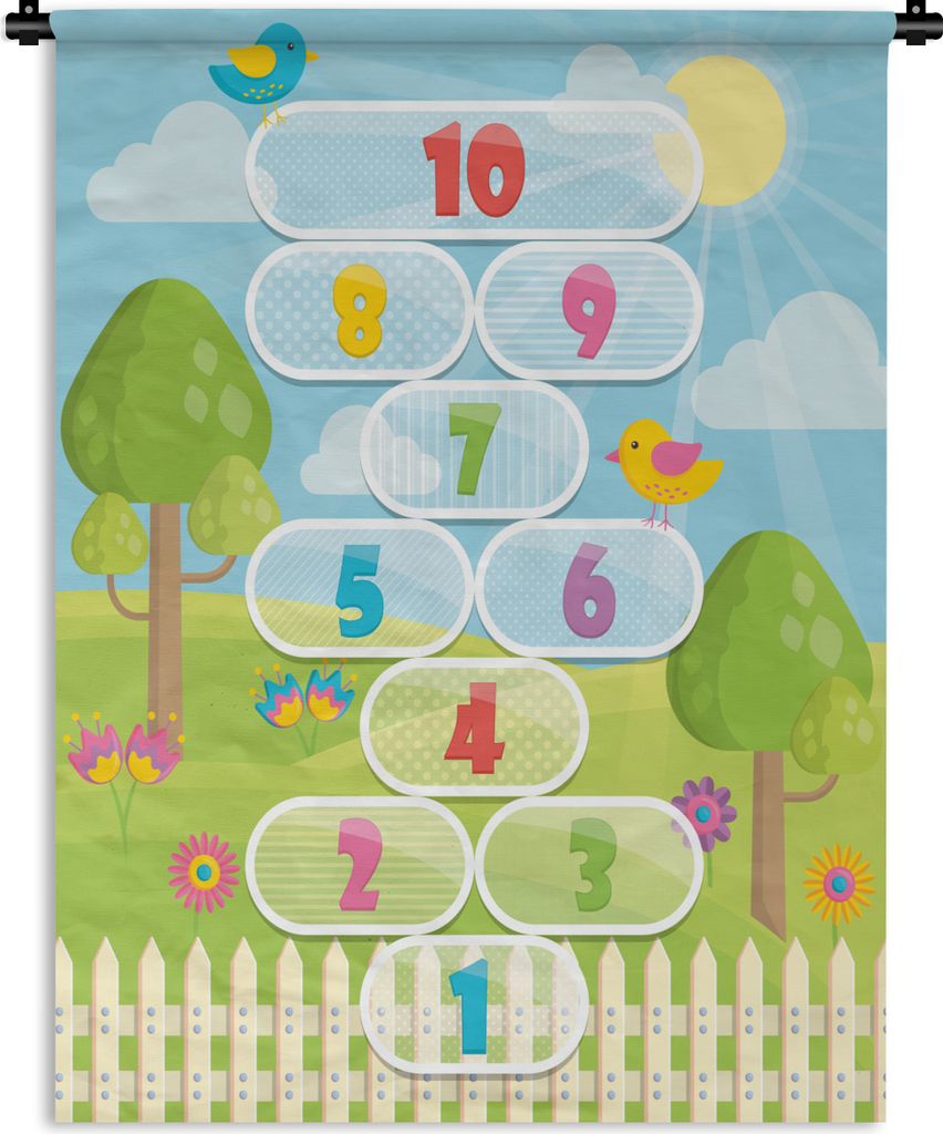 MuchoWow Wandteppich Wandbehang Figuren - Sonne - Bäume - Bildung 150x200 cm Tapisserie Dekoration Wandtuch - Wandaufhängung - Moderner
