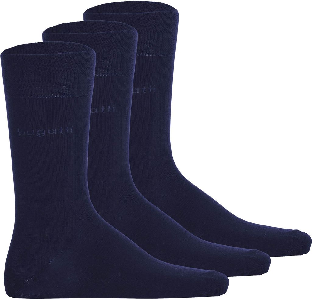 bugatti Basic Mens Socks 3er Pack 6703 545 dark navy dunkelblau Strumpf Socken, Größe:43-46