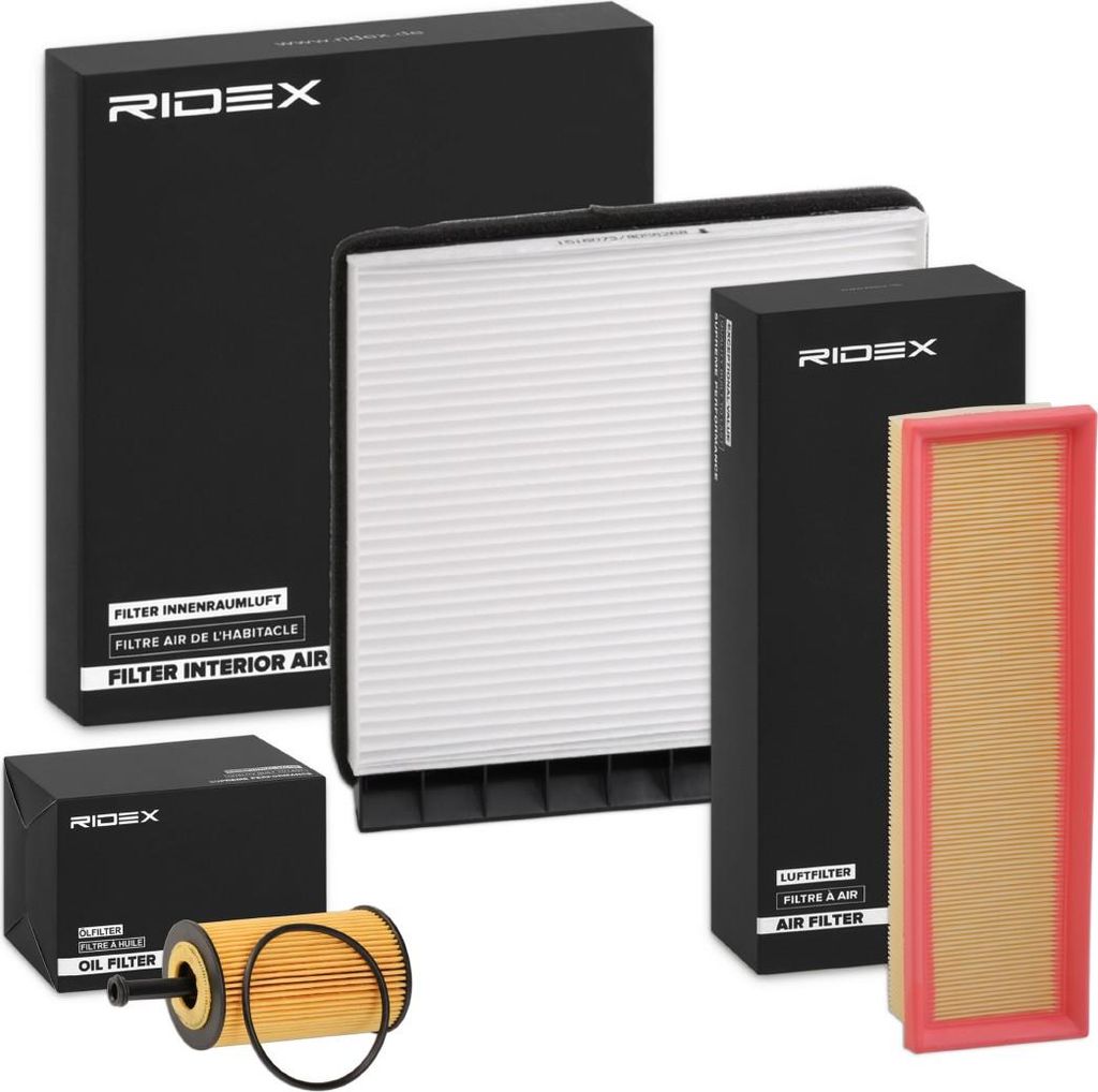 RIDEX Filterset Inspektionspaket Filtersatz passend für PEUGEOT PARTNER Combispace (5F) PARTNER Kasten (5) Partner Origin Combispace (G) für CITR...