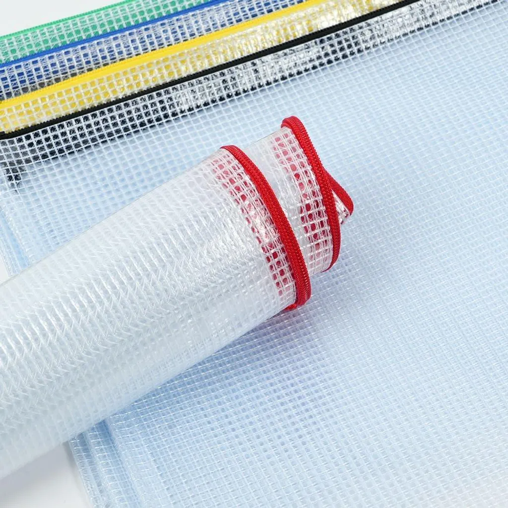 Pochettes zippées en plastique mesh indéchirable pour l'école