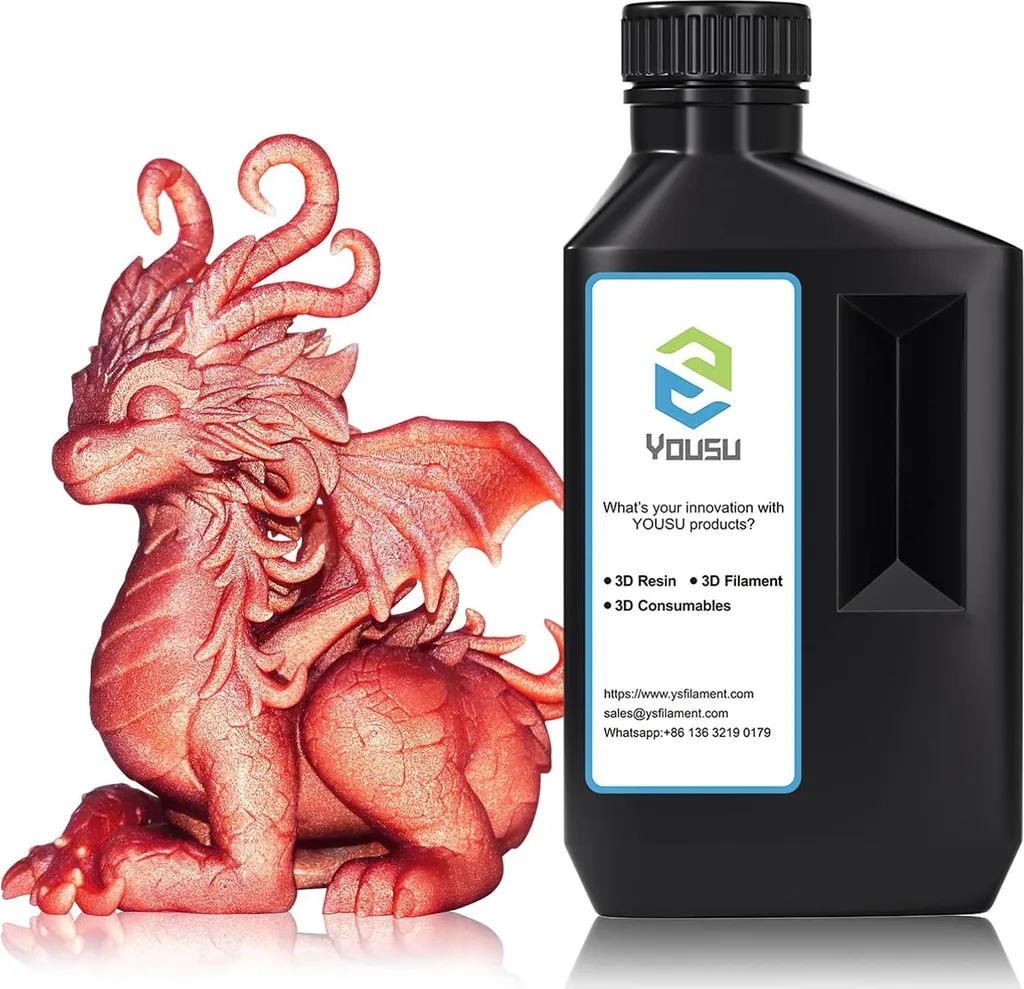 Resina 3D YOUSU Metallizzata Rosso 1kg - Rapida e Precisa per DLP