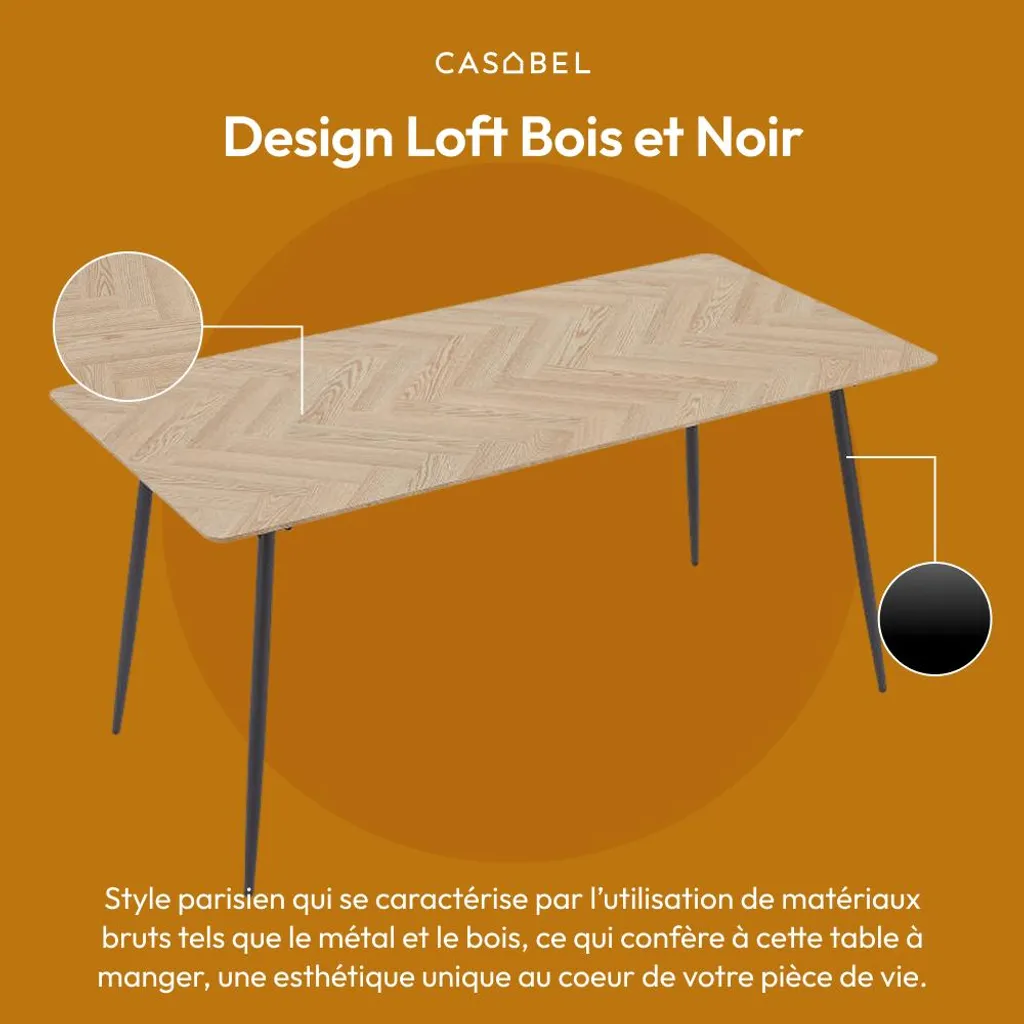 Grande Table à Manger Extensible 6 à 8 Personnes Style Industriel Chic - 6