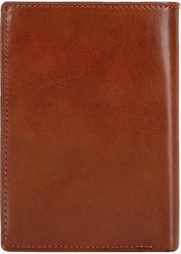Portefeuille Vertical en Cuir Marron Clair Idéal pour Voyage et Travail