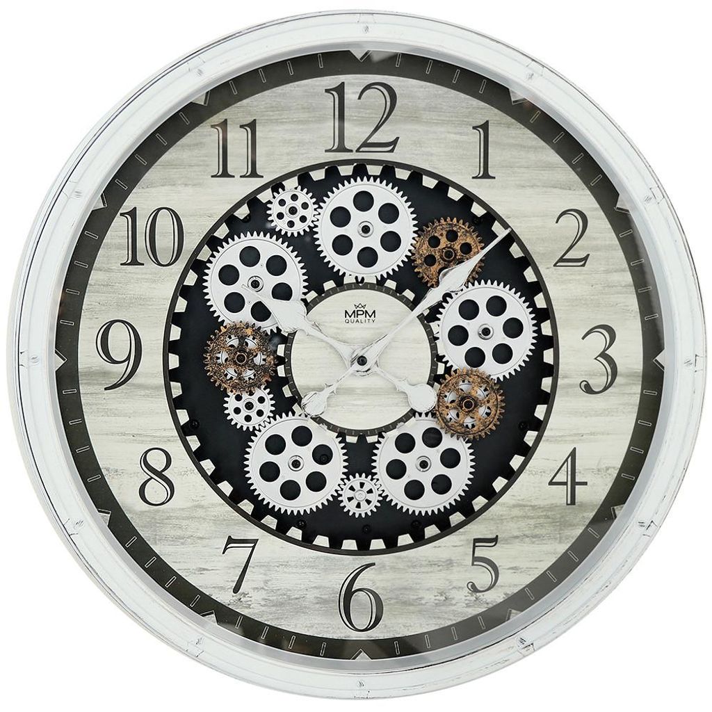 MPM-Quality Wanduhr Gears rund Ø 510 mm Kunststoff Weiß