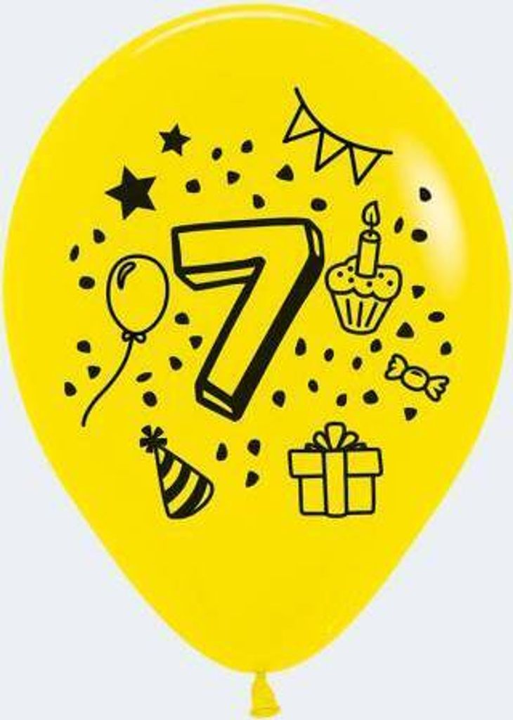 TIB Heyne Luftballon '7', bunt, D:30cm, U:85-95cm, 7 St./SB-Btl.