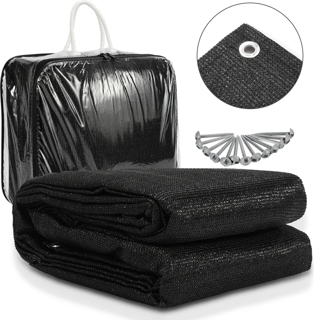 Jayseuw tapis d'auvent 250x500cm noir pour tente et caravane camping
