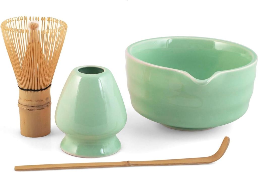 4-teiliges Matcha-Tee-Set aus grünem Porzellan