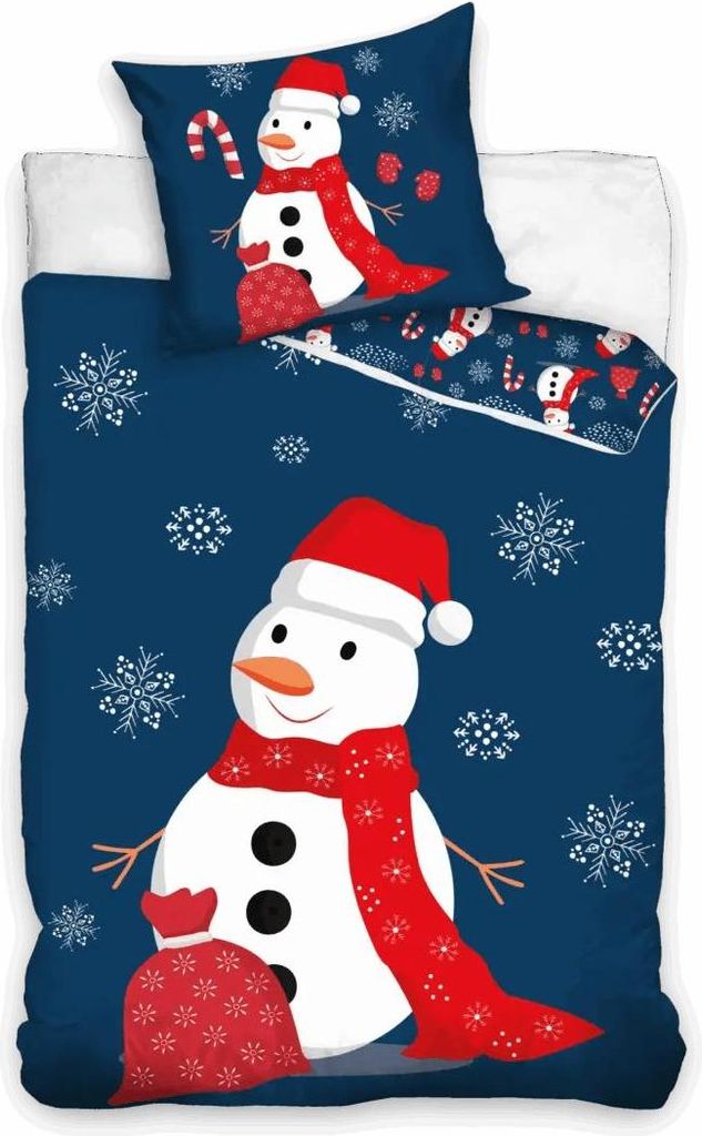 Weihnachten Bettbezug Schneemann 140 x 200 cm Blau