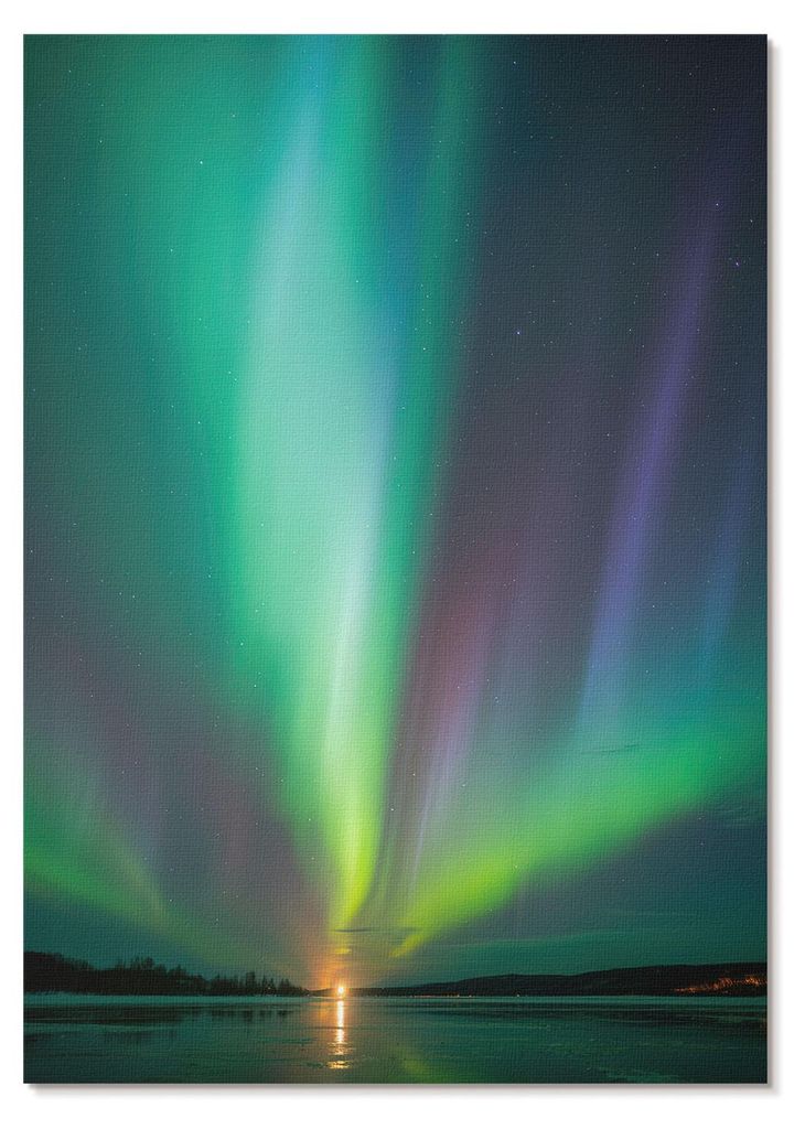 POSTER - 59x84 cm (A1) - Julia Lewandowska - Nordlichter über einer nächtlichen Landschaft voller Sterne - Wandbild für Wohnzimmer Schlafzimmer ...